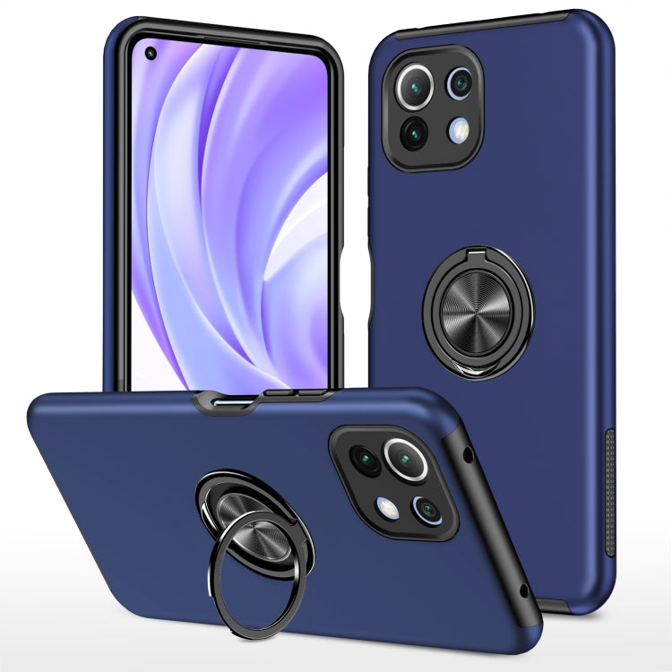 For Xiaomi Mi 11 Lite 5G PC + TPU Shockproof Magnetic Phone Case with Invisible Ring Holder
