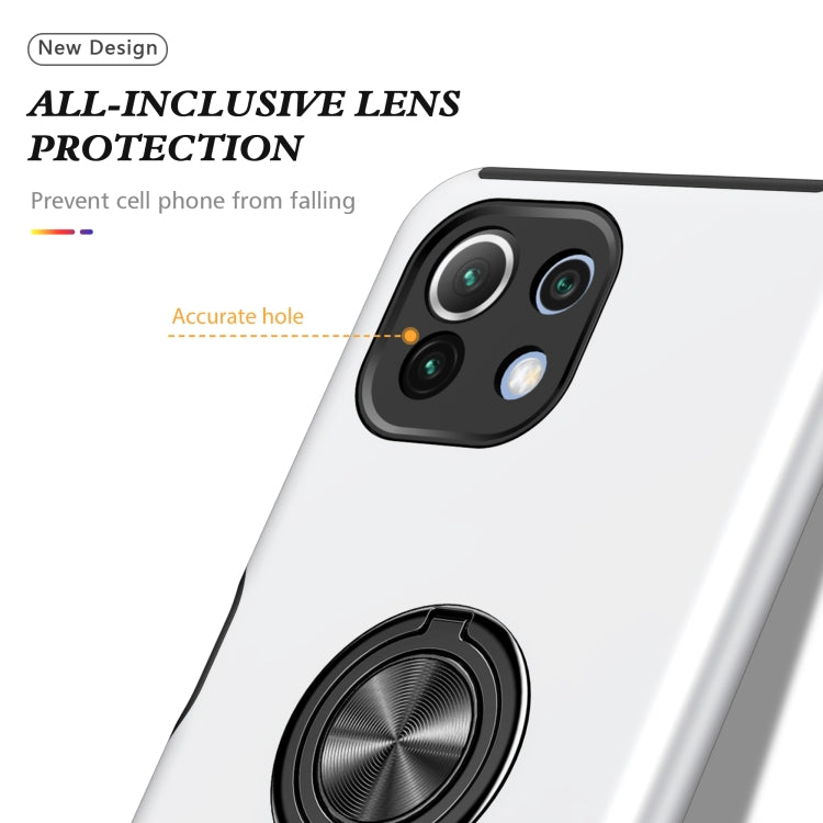 For Xiaomi Mi 11 Lite 5G PC + TPU Shockproof Magnetic Phone Case with Invisible Ring Holder