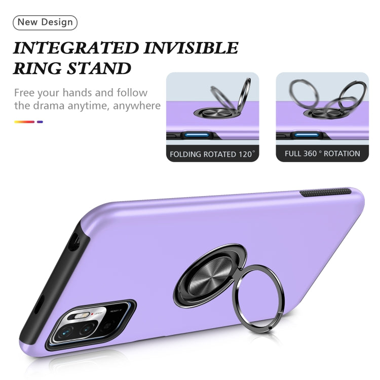 For Xiaomi Redmi Note 10 5G PC + TPU Shockproof Magnetic Phone Case with Invisible Ring Holder