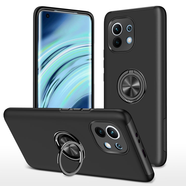 For Xiaomi Mi 11 PC + TPU Shockproof Magnetic Phone Case with Invisible Ring Holder