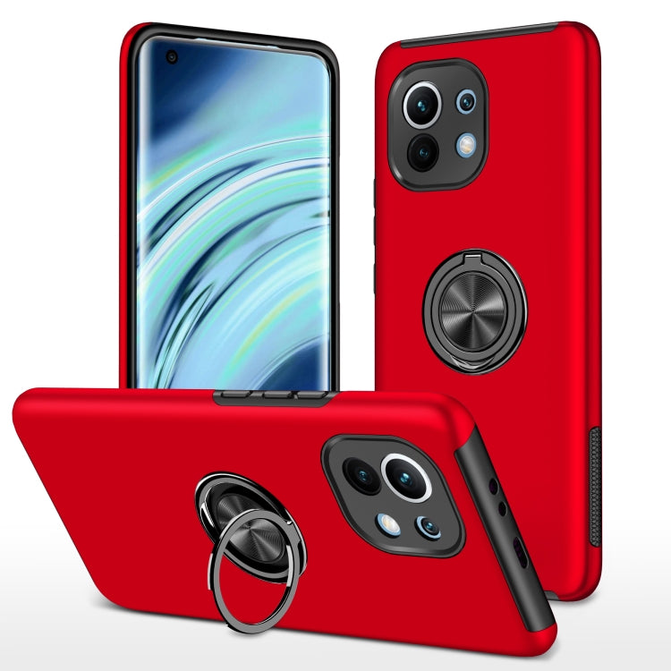 For Xiaomi Mi 11 PC + TPU Shockproof Magnetic Phone Case with Invisible Ring Holder