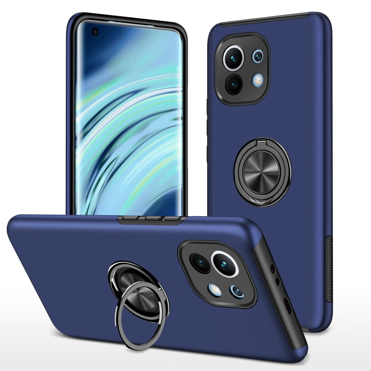 For Xiaomi Mi 11 PC + TPU Shockproof Magnetic Phone Case with Invisible Ring Holder
