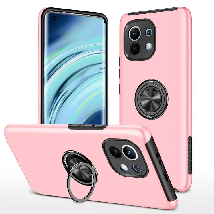 For Xiaomi Mi 11 PC + TPU Shockproof Magnetic Phone Case with Invisible Ring Holder