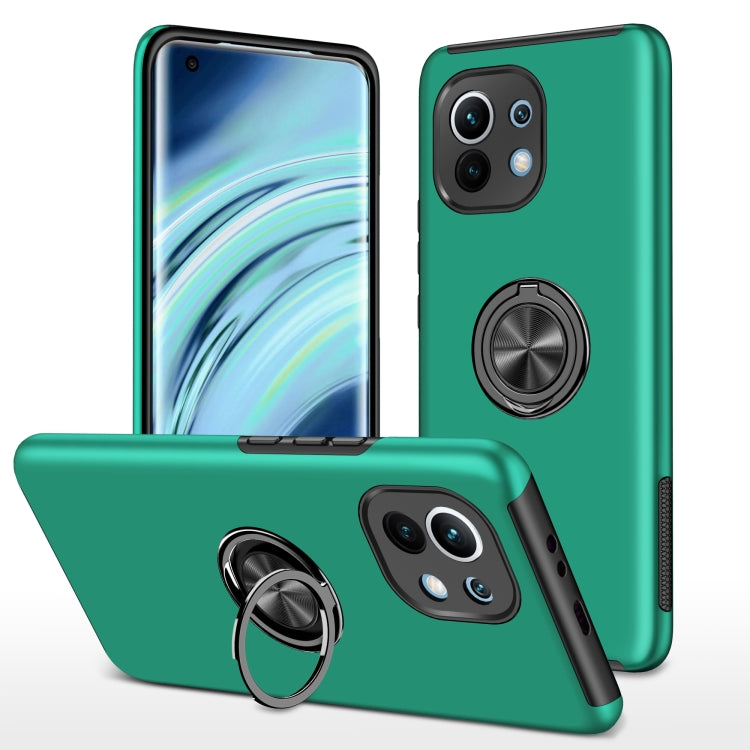 For Xiaomi Mi 11 PC + TPU Shockproof Magnetic Phone Case with Invisible Ring Holder