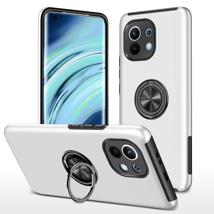 For Xiaomi Mi 11 PC + TPU Shockproof Magnetic Phone Case with Invisible Ring Holder