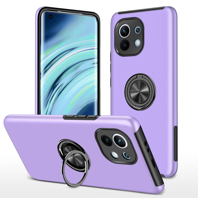 For Xiaomi Mi 11 PC + TPU Shockproof Magnetic Phone Case with Invisible Ring Holder