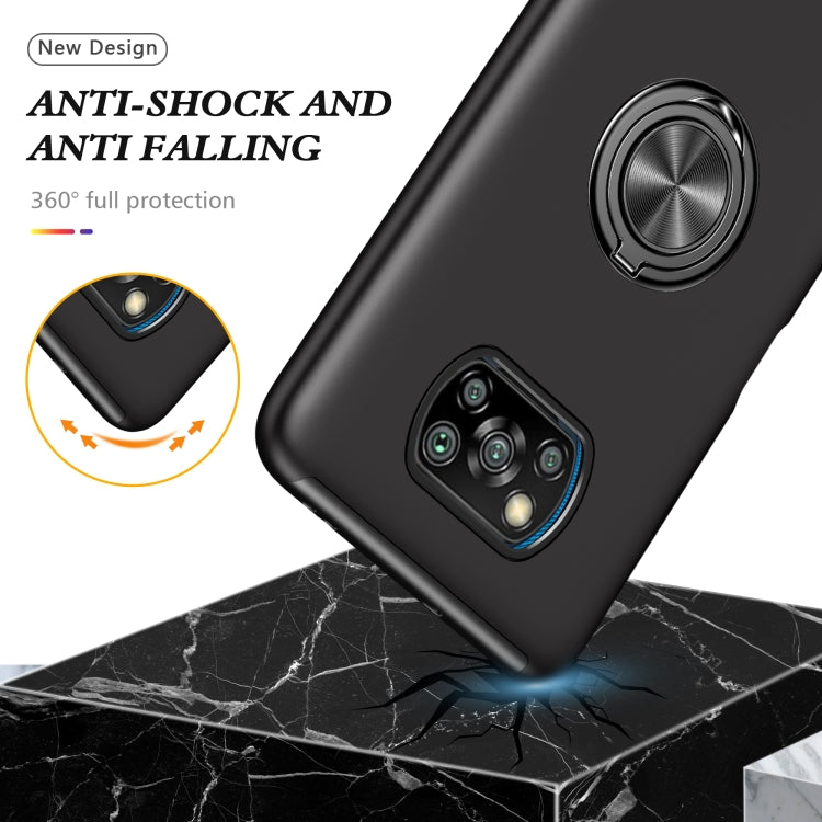 For Xiaomi Poco X3 / X3 NFC PC + TPU Shockproof Magnetic Phone Case with Invisible Ring Holder