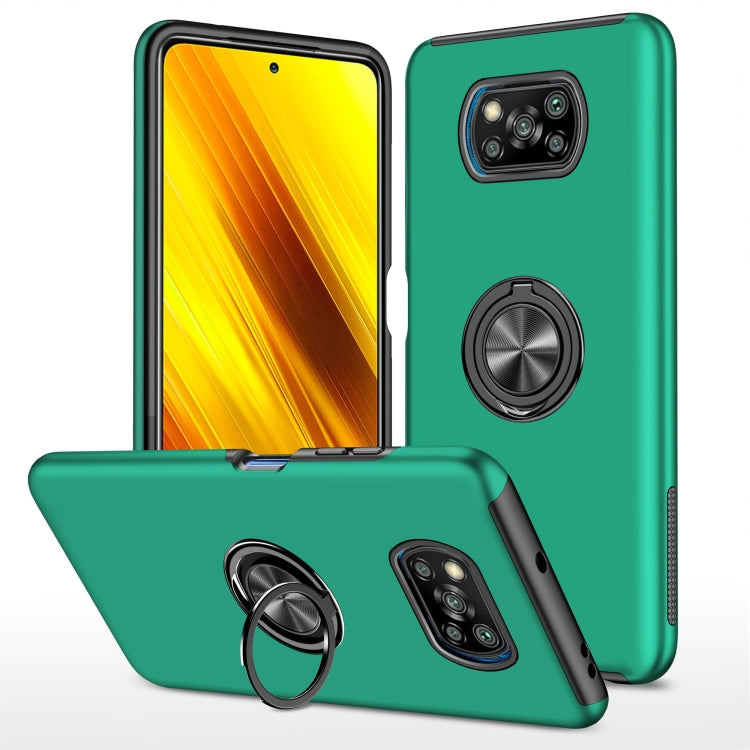 For Xiaomi Poco X3 / X3 NFC PC + TPU Shockproof Magnetic Phone Case with Invisible Ring Holder