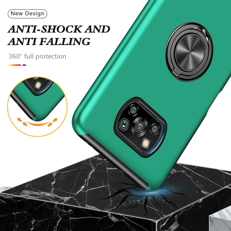 For Xiaomi Poco X3 / X3 NFC PC + TPU Shockproof Magnetic Phone Case with Invisible Ring Holder