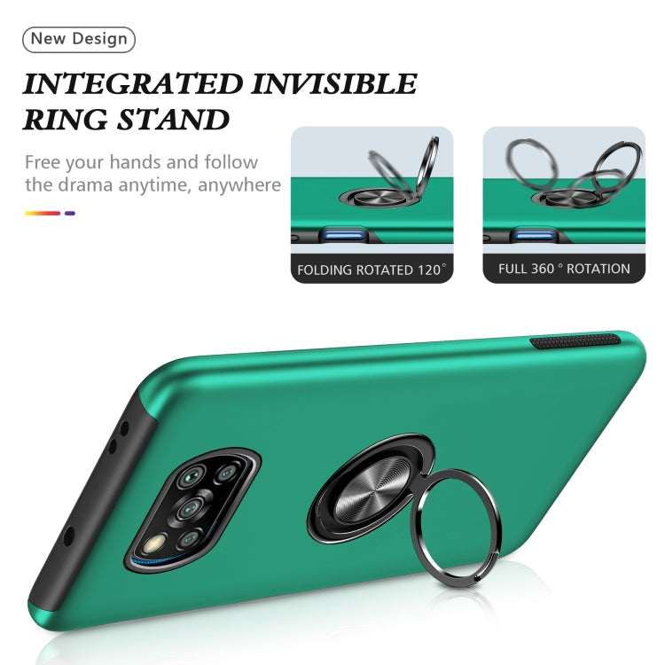 For Xiaomi Poco X3 / X3 NFC PC + TPU Shockproof Magnetic Phone Case with Invisible Ring Holder