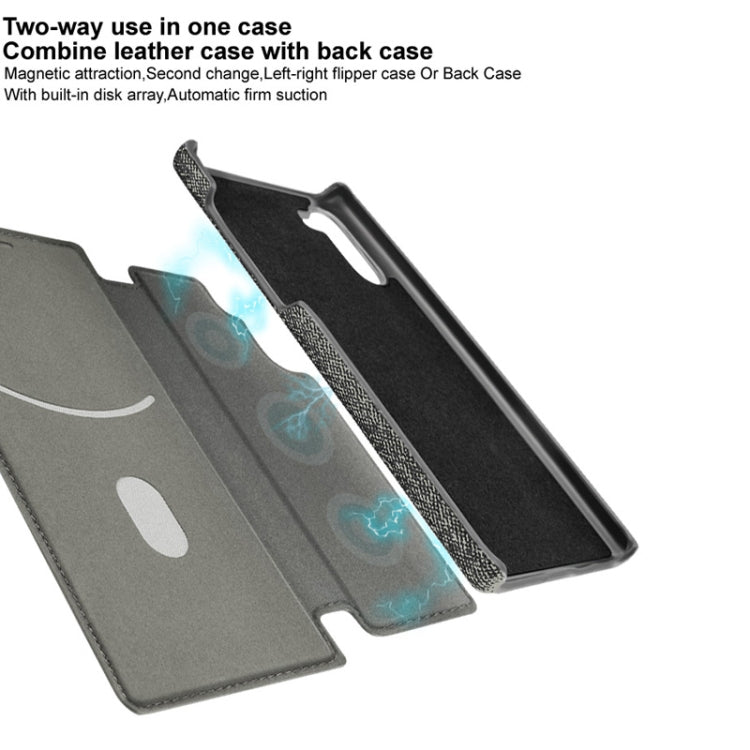 For Galaxy Note10 IMAK Removable Horizontal Flip Denim Canvas + PC + Magnetic Stripe Case with Card Slot