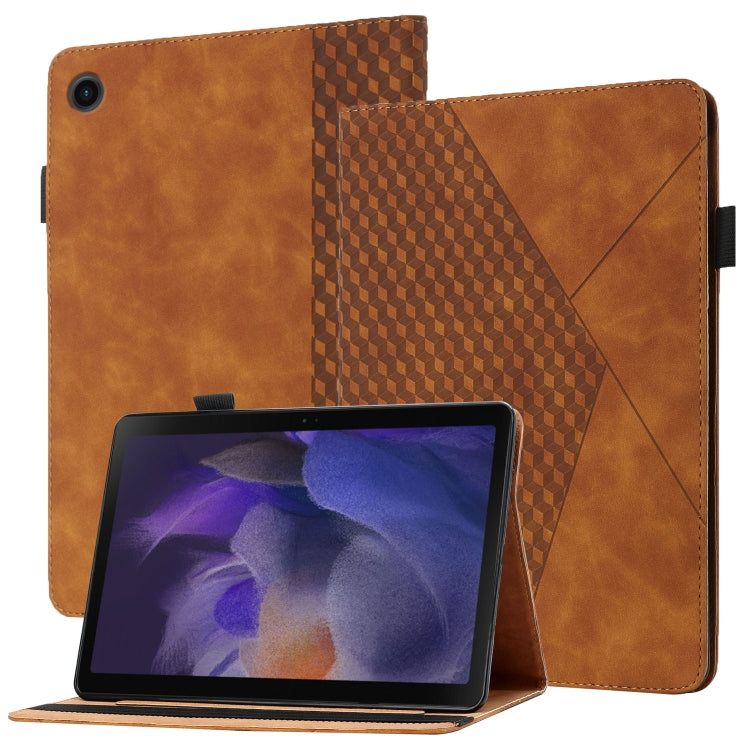 For Samsung Galaxy Tab A8 10.5 2021 X200/X205 Rhombus Skin Feel Horizontal Flip Tablet Leather Case with Card Slots & Holder