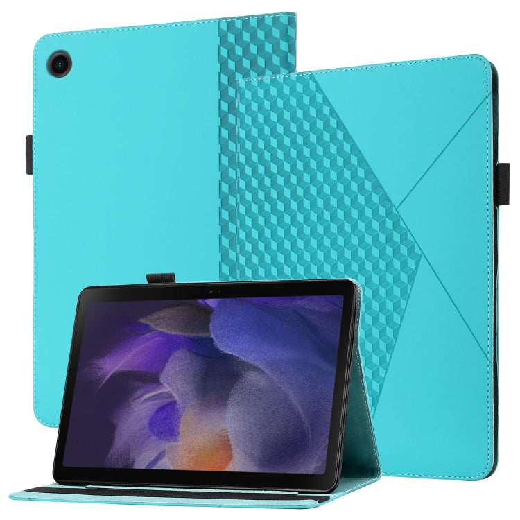 For Samsung Galaxy Tab A8 10.5 2021 X200/X205 Rhombus Skin Feel Horizontal Flip Tablet Leather Case with Card Slots & Holder