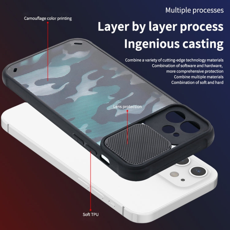 For iPhone 13 Pro Max Camouflage Sliding Camshield TPU Phone Protective Case (Green)
