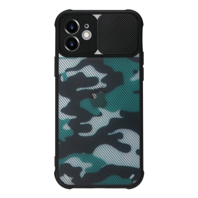 For iPhone 12 mini Camouflage Sliding Camshield TPU Phone Protective Case (Green)