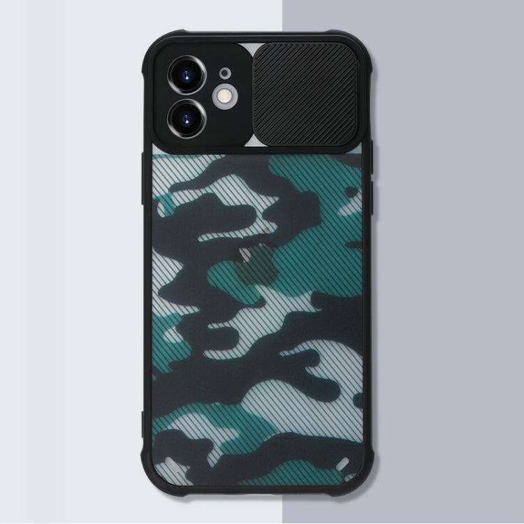 For iPhone 12 mini Camouflage Sliding Camshield TPU Phone Protective Case (Green)