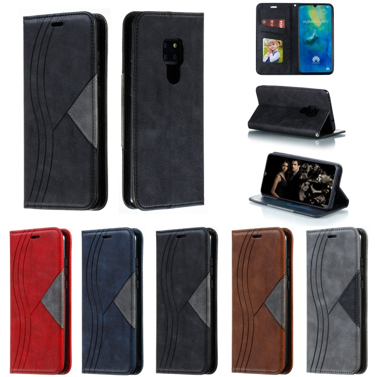 For Huawei Mate 20 Splicing Color Magnetic Hem Horizontal Flip Leather Case with Holder & Card Slots