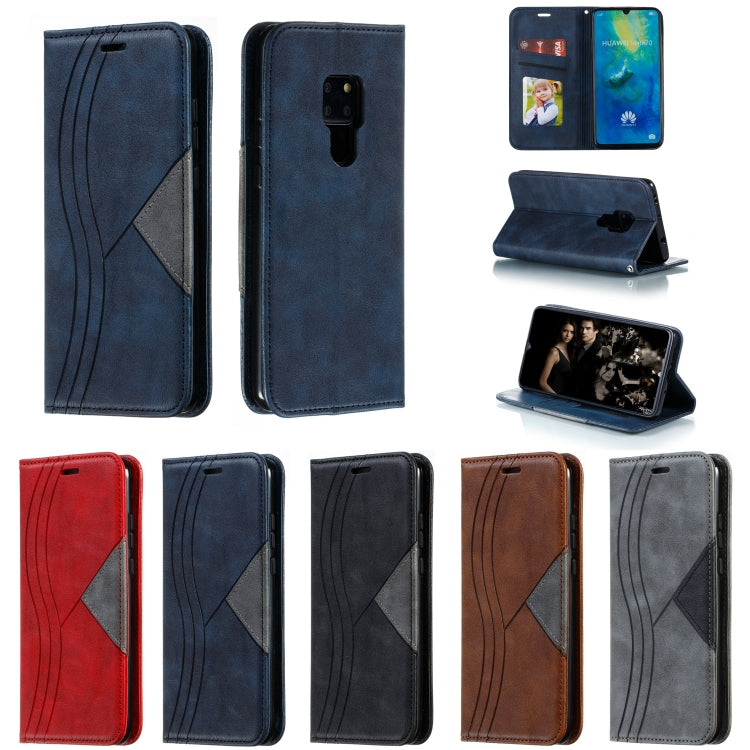 For Huawei Mate 20 Splicing Color Magnetic Hem Horizontal Flip Leather Case with Holder & Card Slots
