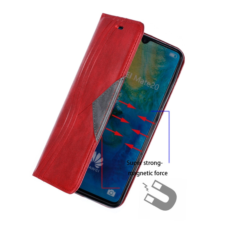 For Huawei Mate 20 Splicing Color Magnetic Hem Horizontal Flip Leather Case with Holder & Card Slots