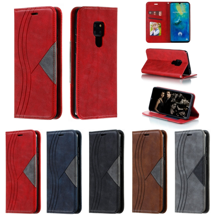 For Huawei Mate 20 Splicing Color Magnetic Hem Horizontal Flip Leather Case with Holder & Card Slots