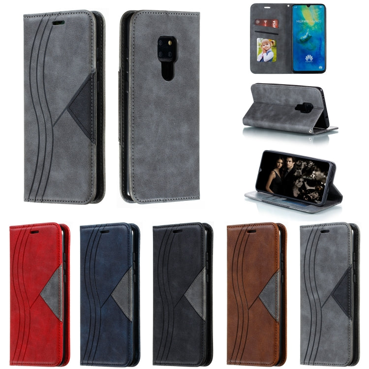 For Huawei Mate 20 Splicing Color Magnetic Hem Horizontal Flip Leather Case with Holder & Card Slots
