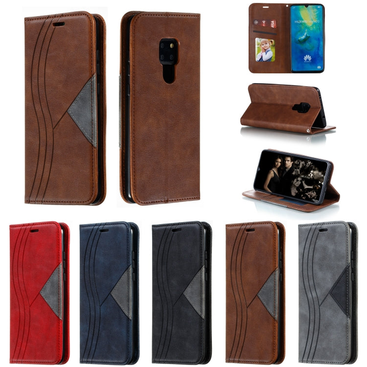 For Huawei Mate 20 Splicing Color Magnetic Hem Horizontal Flip Leather Case with Holder & Card Slots