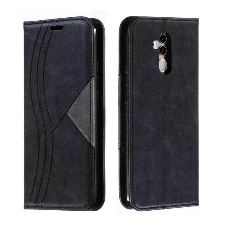 For Huawei Mate 20 Lite / Maimang 7 Splicing Color Magnetic Hem Horizontal Flip Leather Case with Holder & Card Slots