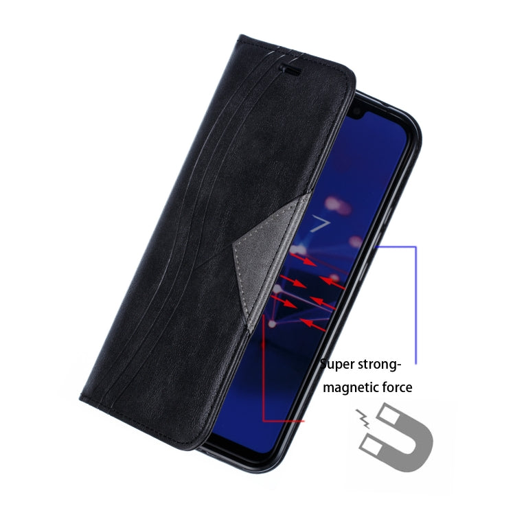 For Huawei Mate 20 Lite / Maimang 7 Splicing Color Magnetic Hem Horizontal Flip Leather Case with Holder & Card Slots