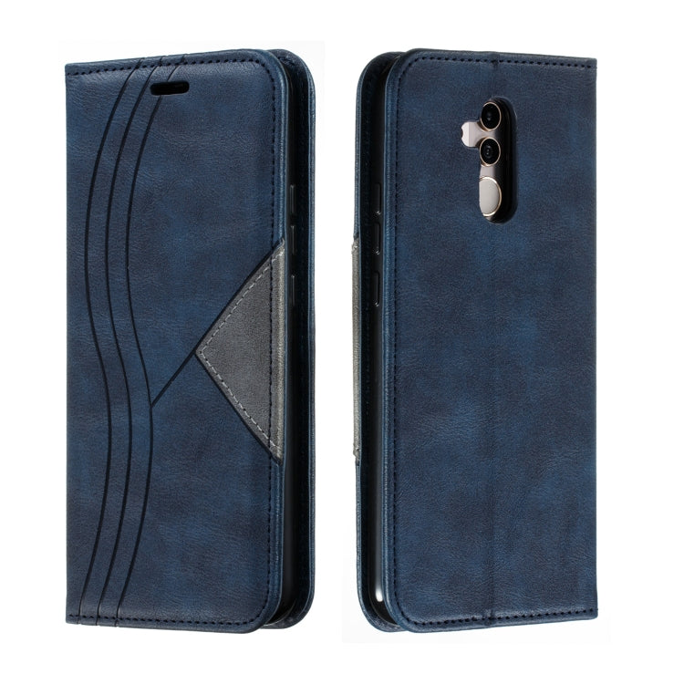 For Huawei Mate 20 Lite / Maimang 7 Splicing Color Magnetic Hem Horizontal Flip Leather Case with Holder & Card Slots