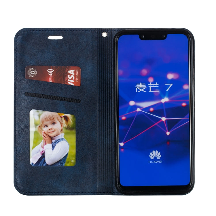 For Huawei Mate 20 Lite / Maimang 7 Splicing Color Magnetic Hem Horizontal Flip Leather Case with Holder & Card Slots