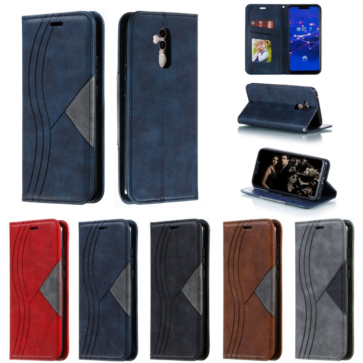 For Huawei Mate 20 Lite / Maimang 7 Splicing Color Magnetic Hem Horizontal Flip Leather Case with Holder & Card Slots