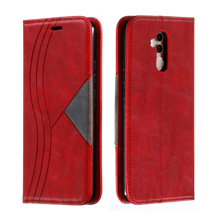 For Huawei Mate 20 Lite / Maimang 7 Splicing Color Magnetic Hem Horizontal Flip Leather Case with Holder & Card Slots