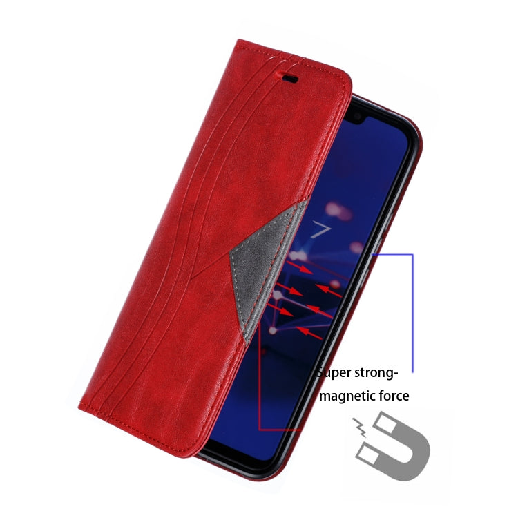 For Huawei Mate 20 Lite / Maimang 7 Splicing Color Magnetic Hem Horizontal Flip Leather Case with Holder & Card Slots