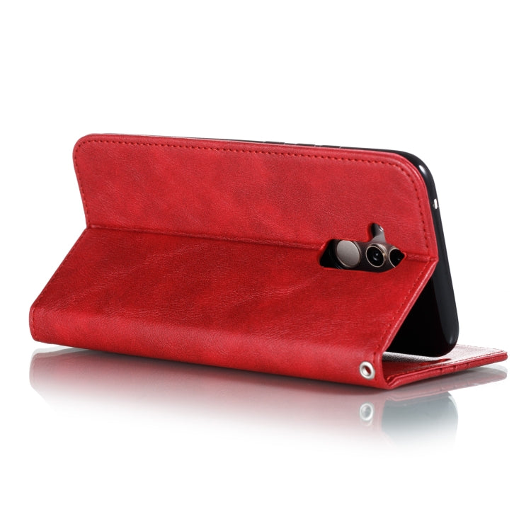 For Huawei Mate 20 Lite / Maimang 7 Splicing Color Magnetic Hem Horizontal Flip Leather Case with Holder & Card Slots