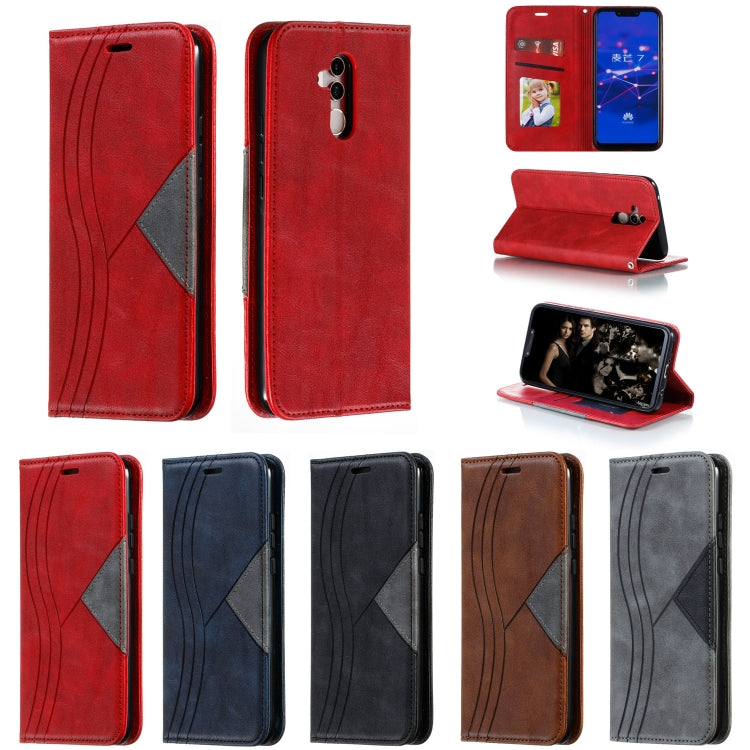 For Huawei Mate 20 Lite / Maimang 7 Splicing Color Magnetic Hem Horizontal Flip Leather Case with Holder & Card Slots
