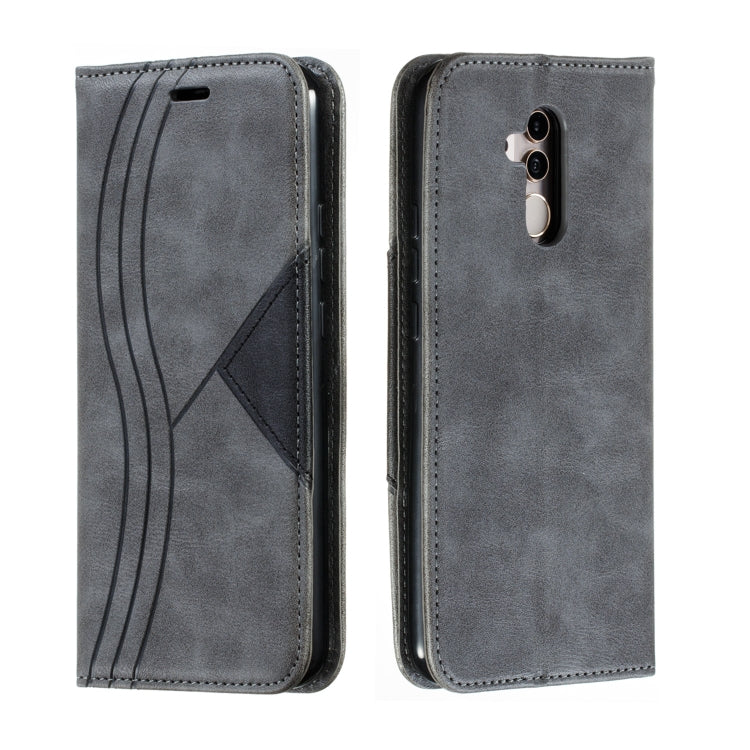 For Huawei Mate 20 Lite / Maimang 7 Splicing Color Magnetic Hem Horizontal Flip Leather Case with Holder & Card Slots
