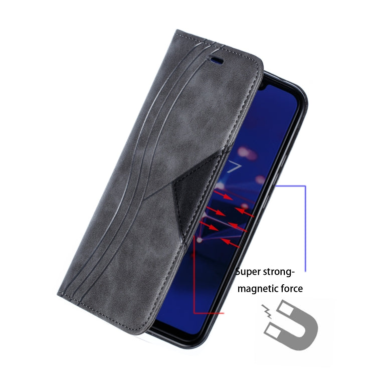 For Huawei Mate 20 Lite / Maimang 7 Splicing Color Magnetic Hem Horizontal Flip Leather Case with Holder & Card Slots
