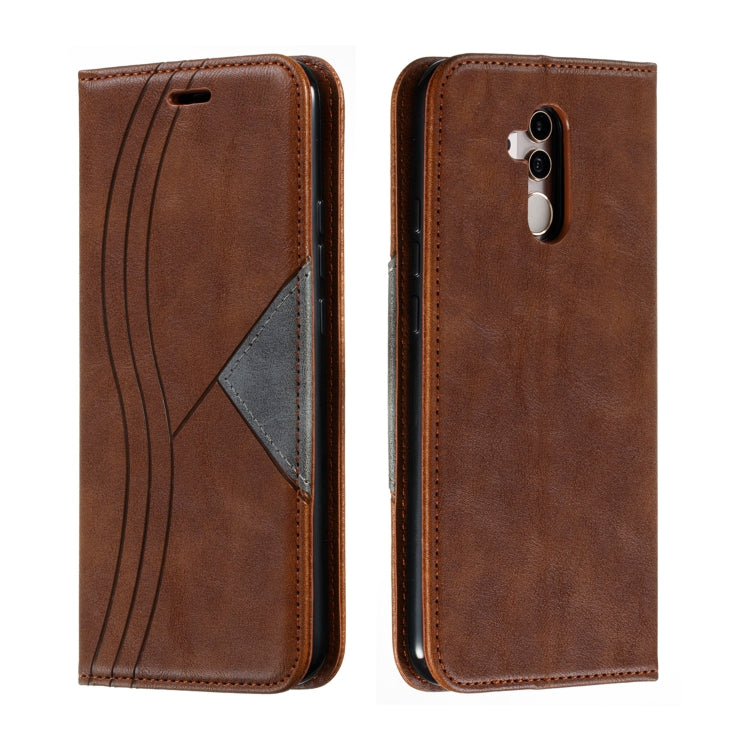 For Huawei Mate 20 Lite / Maimang 7 Splicing Color Magnetic Hem Horizontal Flip Leather Case with Holder & Card Slots
