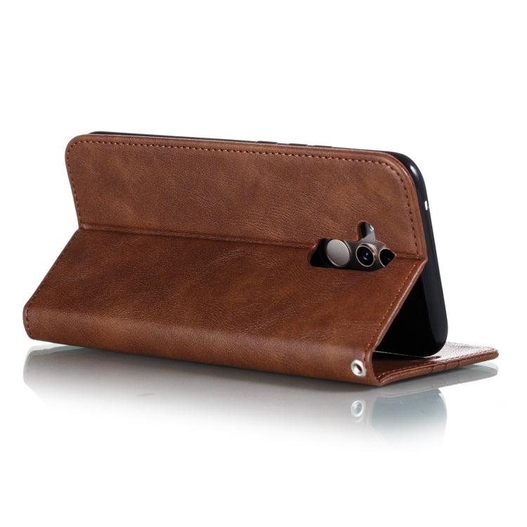 For Huawei Mate 20 Lite / Maimang 7 Splicing Color Magnetic Hem Horizontal Flip Leather Case with Holder & Card Slots