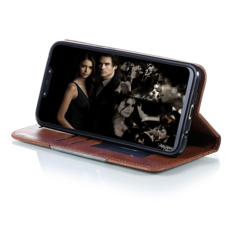 For Huawei Mate 20 Lite / Maimang 7 Splicing Color Magnetic Hem Horizontal Flip Leather Case with Holder & Card Slots