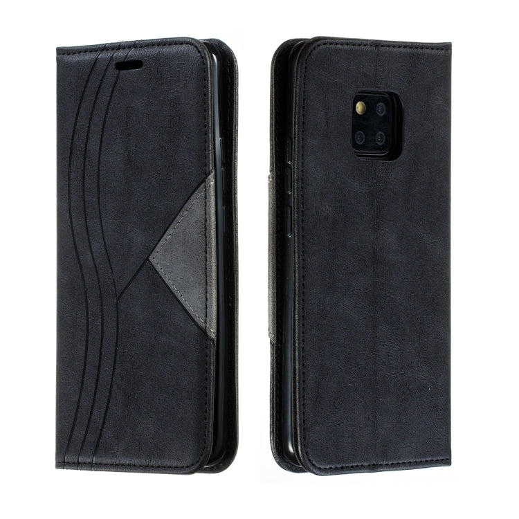 For Huawei Mate 20 Pro Splicing Color Magnetic Hem Horizontal Flip Leather Case with Holder & Card Slots