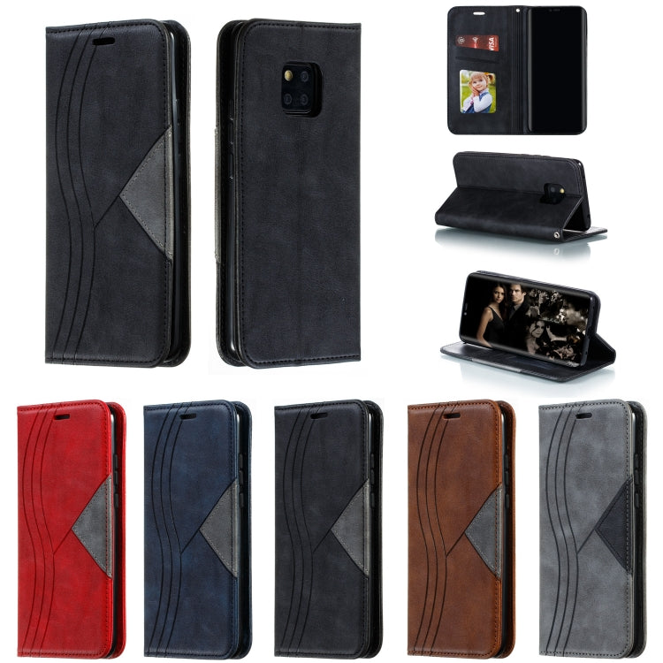 For Huawei Mate 20 Pro Splicing Color Magnetic Hem Horizontal Flip Leather Case with Holder & Card Slots