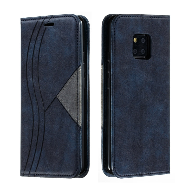 For Huawei Mate 20 Pro Splicing Color Magnetic Hem Horizontal Flip Leather Case with Holder & Card Slots