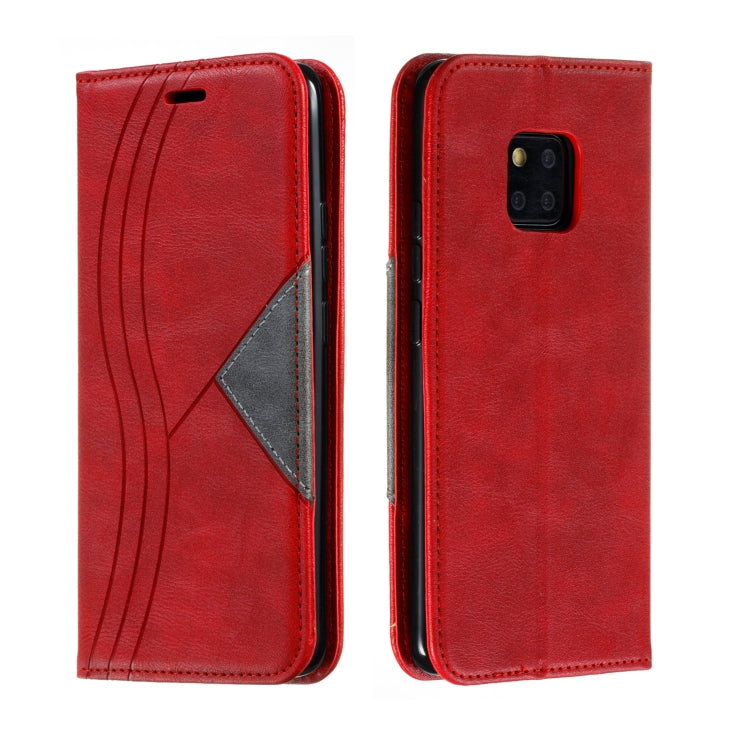 For Huawei Mate 20 Pro Splicing Color Magnetic Hem Horizontal Flip Leather Case with Holder & Card Slots