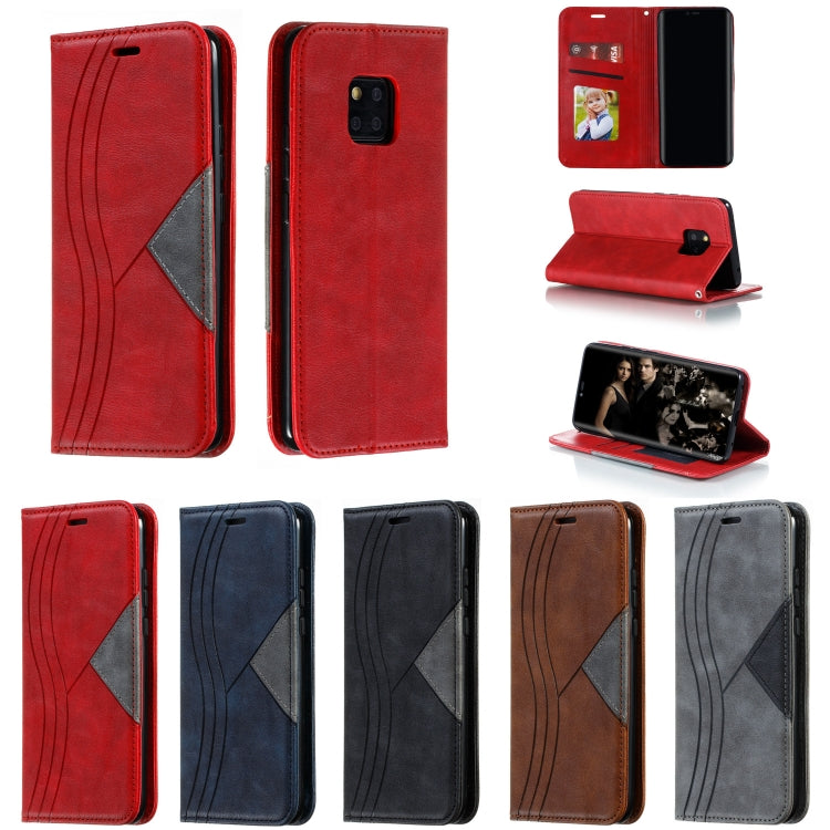 For Huawei Mate 20 Pro Splicing Color Magnetic Hem Horizontal Flip Leather Case with Holder & Card Slots