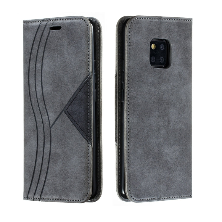 For Huawei Mate 20 Pro Splicing Color Magnetic Hem Horizontal Flip Leather Case with Holder & Card Slots