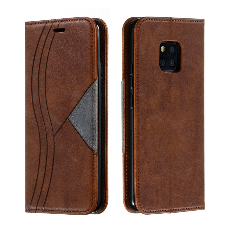 For Huawei Mate 20 Pro Splicing Color Magnetic Hem Horizontal Flip Leather Case with Holder & Card Slots