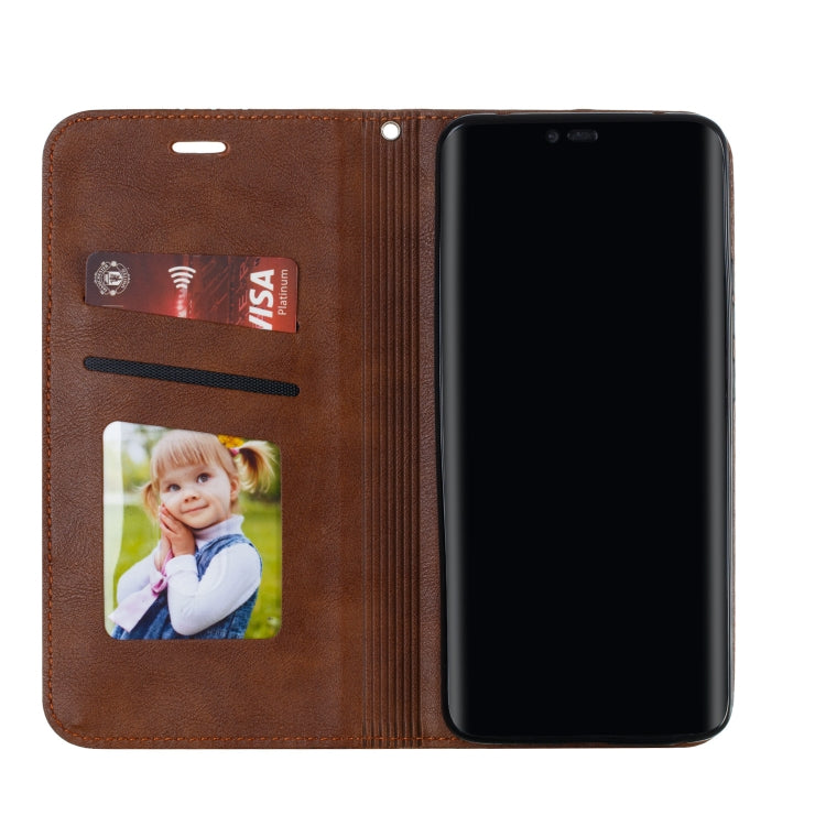 For Huawei Mate 20 Pro Splicing Color Magnetic Hem Horizontal Flip Leather Case with Holder & Card Slots