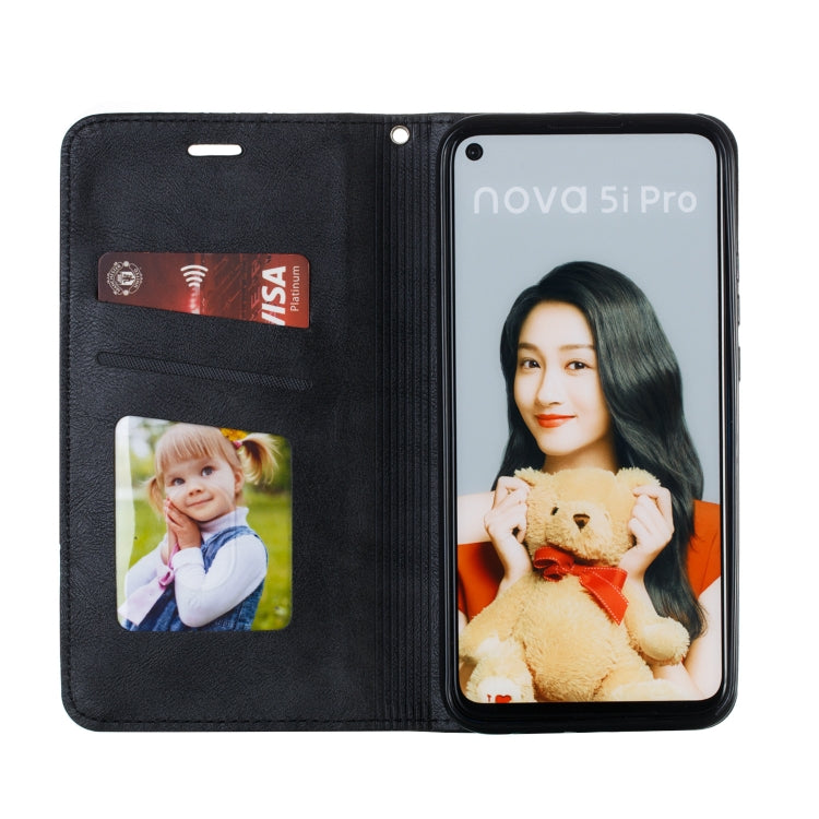 For Huawei Mate 30 Lite / Nova 5i Pro Splicing Color Magnetic Hem Horizontal Flip Leather Case with Holder & Card Slots