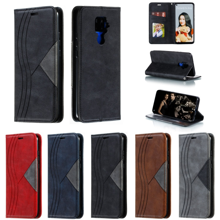 For Huawei Mate 30 Lite / Nova 5i Pro Splicing Color Magnetic Hem Horizontal Flip Leather Case with Holder & Card Slots